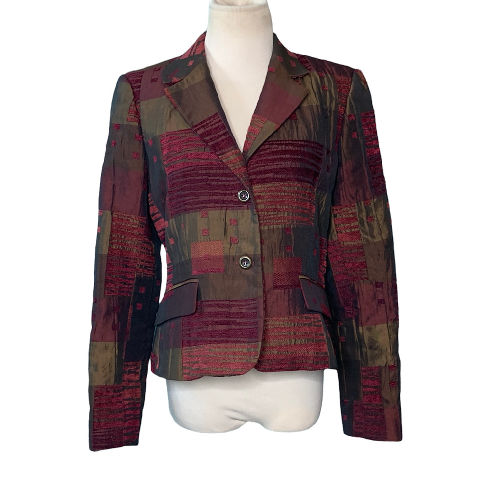Harve Benard patchwork 2 buttons lined blazer size 8